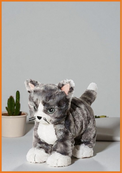 Kedi Peluş Yumuşak Oyuncak Plastik Içermez Makinede Yıkanabilir Bebek ve Çocuk Sağlığına Uyumlu Gri fiyatları