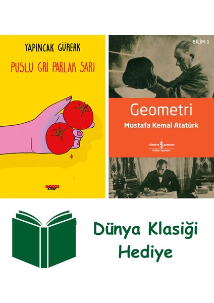 Puslu Gri Parlak Sarı + Geometri + Dünya Klasiği Hediye