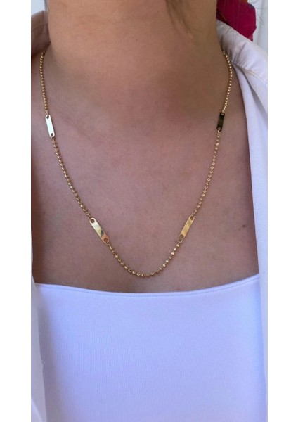 14 Ayar Altın Dorikalı Plaka Kolye 893