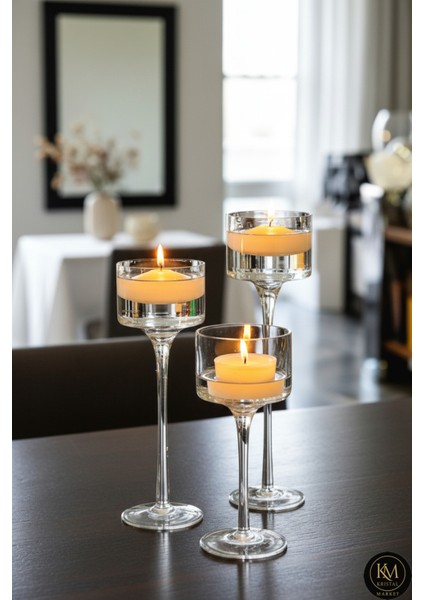 El Yapımı Kristal Dekoratif Mumluk Set 3'lü