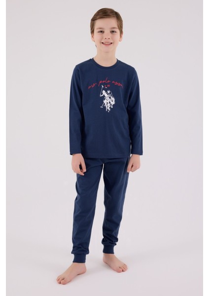 U.s. Polo Assn Uzun Kol Pijama Takım US2233-4 Koyu Indigo modelleri