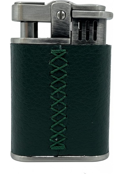 Less Smoking Deri Kaplama Benzinli Çakmak - Yeşil fırsatları