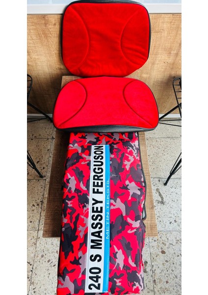Massey Ferguson 240 Traktör Desenli Branda ve Düz Kırmızı Koltuk Kılıfı Takım fırsatları