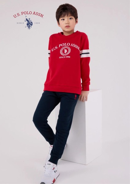 Erkek Çocuk Lisans Baskı Detaylı & Pamuklu Kırmızı Eşofman Takımı L1.USP.220.1.001