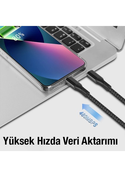 Ally 1mt 27W Type-C To iPhone Lightning Süper Hızlı Data ve Şarj Kablosu Akım V - ?35?77E8-4G7 fırsatları