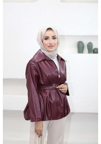 9341 Fermuarlı Kemerli Deri Kap