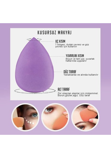 Kutulu 3’lü Makyaj Süngeri + Profesyonel Makyaj Fırçası Seti – Fondöten, Kapatıcı ve Allık Için Beauty Blender Seti