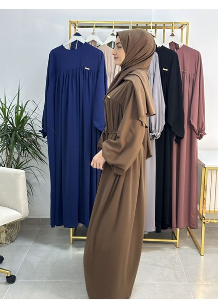 Şallı ve Üsten Robalı,kemerli Elbise Takım .hijap ,abaya (Hac ve Umre Için Uygundur) Kahve fırsatları