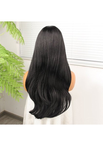 Siyah Fiber Sentetik Hafif Dalgalı Tül Peruk fırsatları