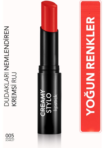 Creamy Stylo Yarı Parlak Bitişli Kremsi Ruj (05 Scarlet) 8682536013659