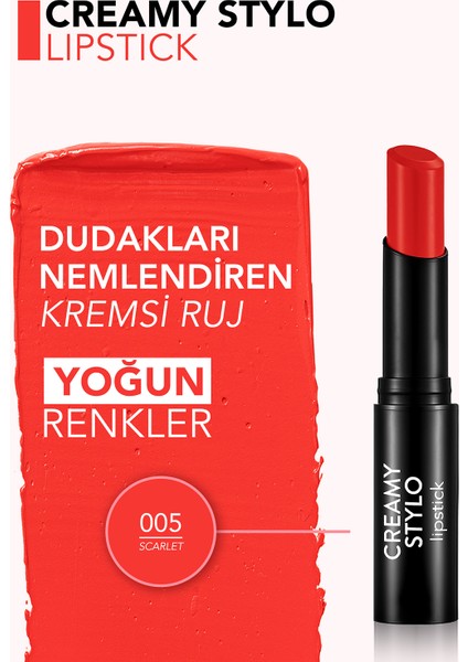 Creamy Stylo Yarı Parlak Bitişli Kremsi Ruj (05 Scarlet) 8682536013659 fiyatları
