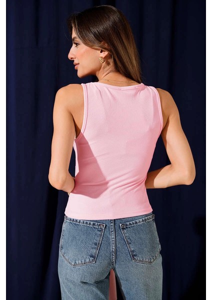 Fitilli Bisiklet Yaka Ikili Bluz Pembe T4341 fiyatları