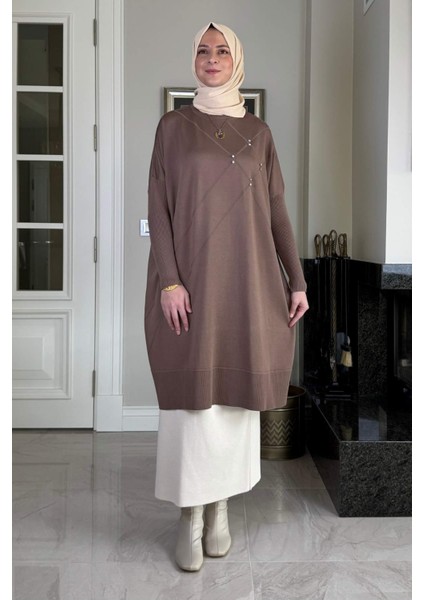 Melda Triko Tunik Sütlü Kahve