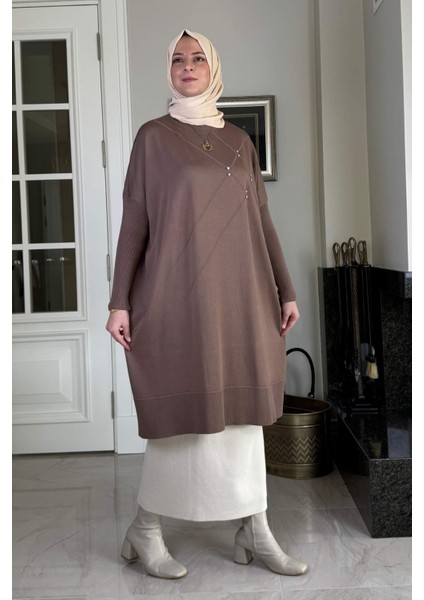 Melda Triko Tunik Sütlü Kahve modelleri