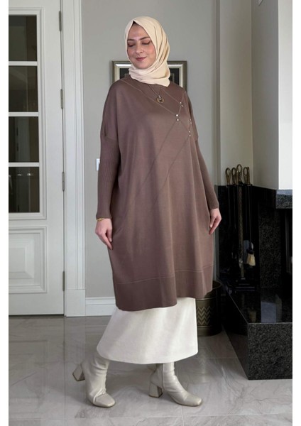 Melda Triko Tunik Sütlü Kahve