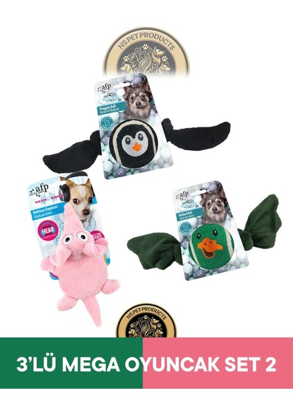 Meta Ball Penguen-Ördek-Ultrasonik Fil Oyuncak 3'lü Set