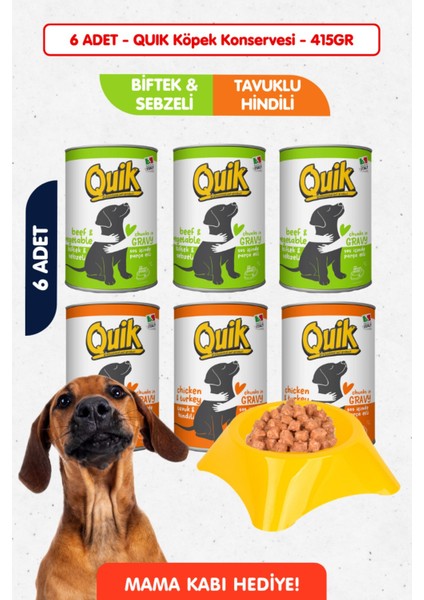 6lı Set - Biftek & Tavuk & Hindili Yüksek Proteinli Köpek Konserve Yaş Maması - 415GR x 6