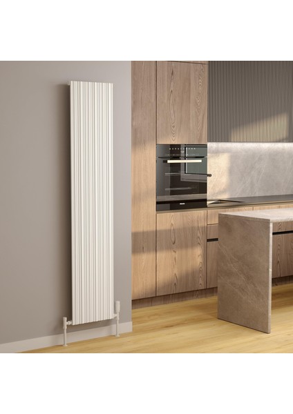 Bamboo Alüminyum Dikey Radyatör 1800x239 mm 2 Dilim Dokulu Beyaz | 529 W Yüksek Isıl Güç | 5 Yıl Üretici Garantisi