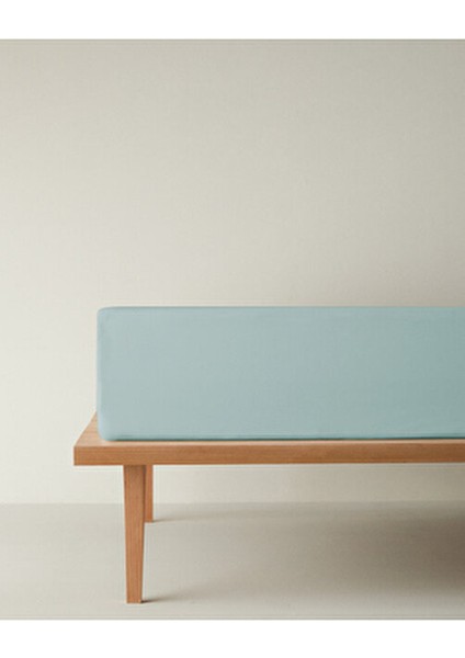 Novella Premium Soft Cotton Tek Kişilik Lastikli Çarşaf 100X200 cm Açık Mavi