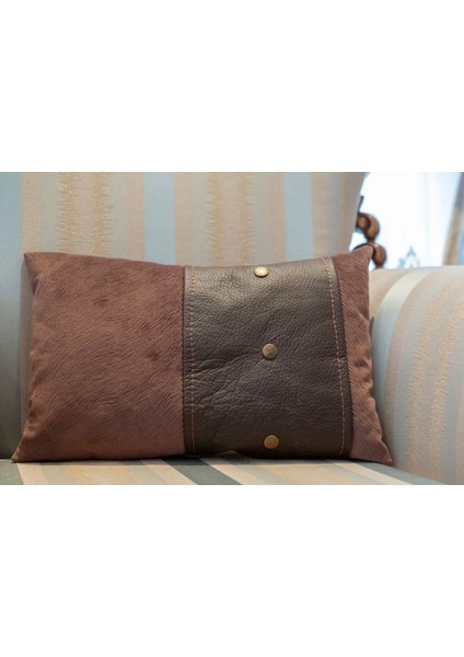 Milan Brown Large Deri Detaylı Kırlent