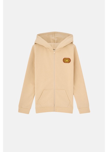 Rooted In The Wild Soft Fleece Çocuk Full Zip Hoodie - Ekru