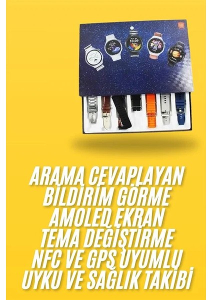 7 Kordonlu Akıllı Saat Siyah Kasa Dokunmatik Ekran Uyku ve Sağlık Takibi