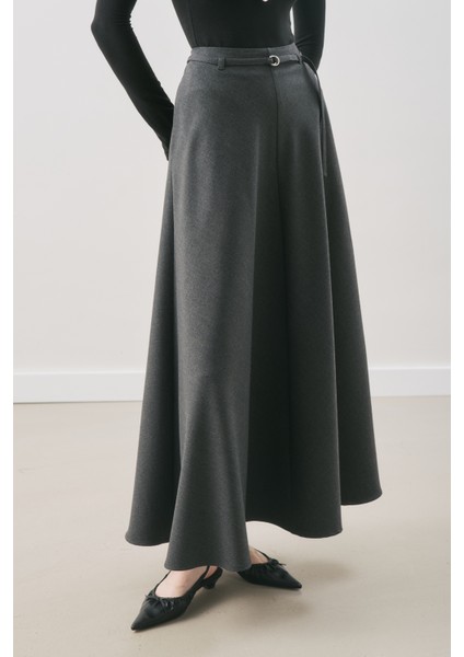 Kemer Detaylı Kloş Etek Antrasit indirimleri