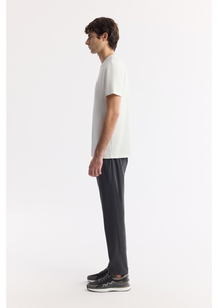 Erkek Ekru Bisiklet Yaka Bi-Stretch Baskılı Regular Fit T-Shirt B001040