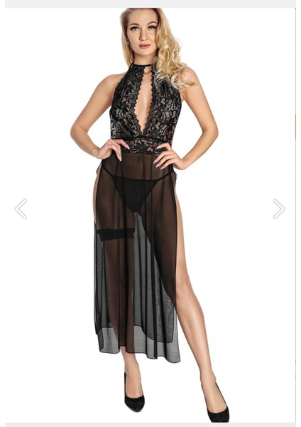 SİYAH TRANSPARAN FANTEZİ TÜL GECELİK TAKIM DANTELLİ YIRTMAÇLI TÜL SEKSİ YENİ GELİN ÇEYİZ TAKIM modelleri