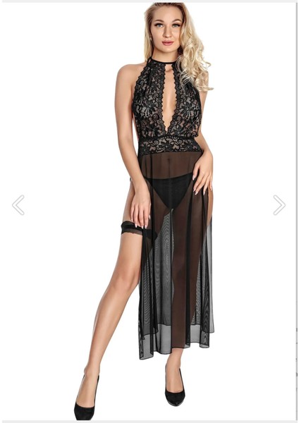 SİYAH TRANSPARAN FANTEZİ TÜL GECELİK TAKIM DANTELLİ YIRTMAÇLI TÜL SEKSİ YENİ GELİN ÇEYİZ TAKIM fırsatları