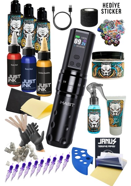 Mast Fold 2 Dövme Seti – Kablosuz Profesyonel Tattoo Makinesi, Hızlı Şarjlı ve Eksiksiz Dövme Paketi