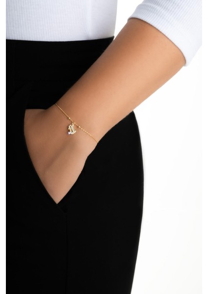 Ü Harfi 18 Ayar Sarı Altın Kaplama 19 cm Gümüş Nazar Bileklik fırsatları