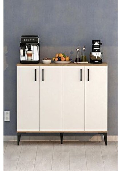 Valencia 4 Kapaklı Mutfak,kiler Dolabı,kahve Köşesi Çok Amaçlı Dolap Beyaz Çam fiyatları