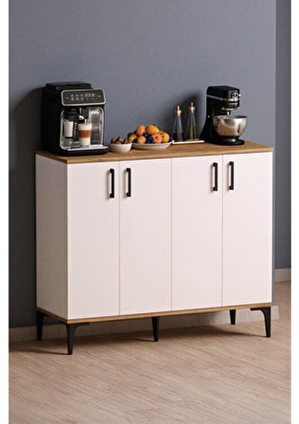 Valencia 4 Kapaklı Mutfak,kiler Dolabı,kahve Köşesi Çok Amaçlı Dolap Beyaz Çam fırsatları