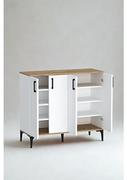 Valencia 4 Kapaklı Mutfak,kiler Dolabı,kahve Köşesi Çok Amaçlı Dolap Beyaz Çam indirimleri