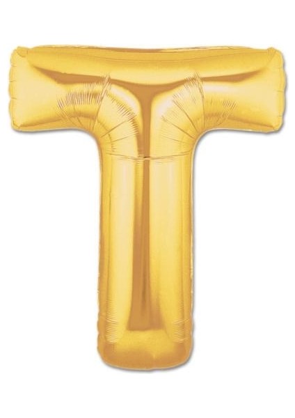 Parti Aksesuar T Harf Folyo Balon Altın Renk 40 inç