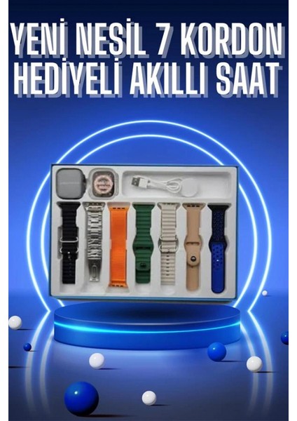 Akıllı Saat 7 Kordon Hediyeli Takvim Alarm Nabız Ölçer Bildirim Görme Sesli Görüşme fiyatları