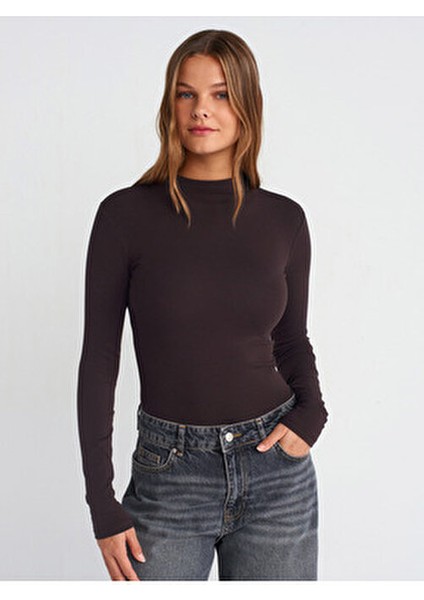 31433 Dik Yaka Top-Koyu Kahve