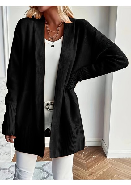 Kadın Uzun Kollu Önü Açık Triko Hırka