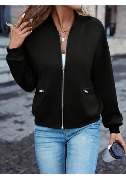 Kadın Uzun Kollu Önden Fermuarlı Cepli Modal Ceket fiyatları