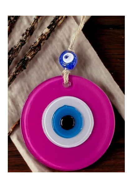 Pembe Nazar Boncuklu Duvar Süsü 10 cm Cam Duvar Dekoru modelleri