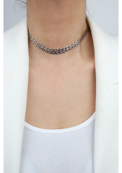 Geçme Zincir Choker Kolye