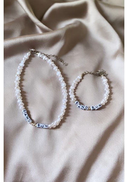 Sand Sun Yazılı Barok Inci Kolye Bileklik Set fiyatları