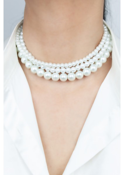 Üç Sıralı Cam Inci Kolye fiyatları