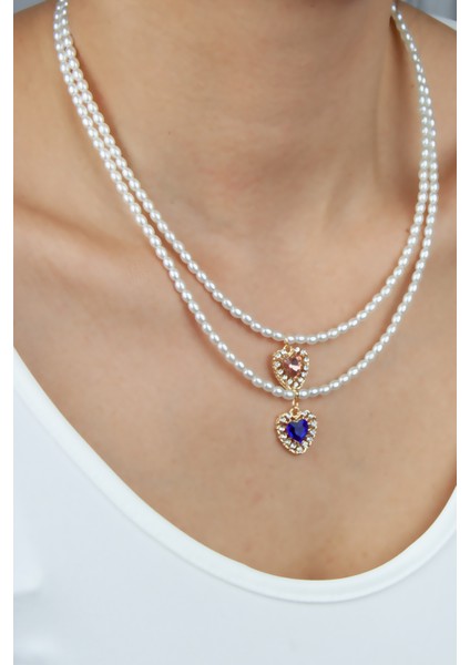 Çift Sıralı Kalp Figür Kolye fiyatları