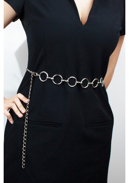 Halka Detay Gümüş Renk Metal Zincir Kemer fiyatları