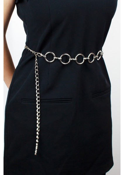 Halka Detay Gümüş Renk Metal Zincir Kemer fırsatları