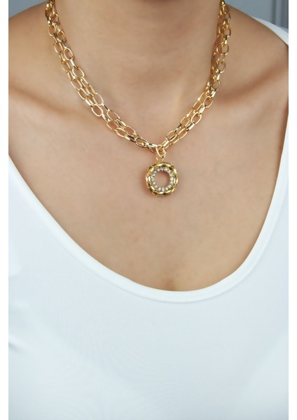 Çift Sıralı Gold Kolye