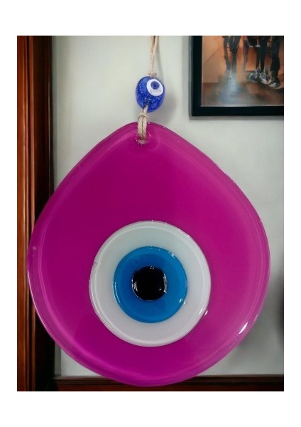 Mavi Nazar Boncuklu Pembe Renk Nazar Boncuklu Damla Desen El Yapımı Duvar Süsü fırsatları