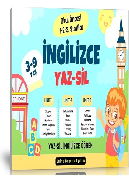 Okul Öncesi Ingilizce Yaz-Sil Öğren Kitabı (3-9 Yaş)